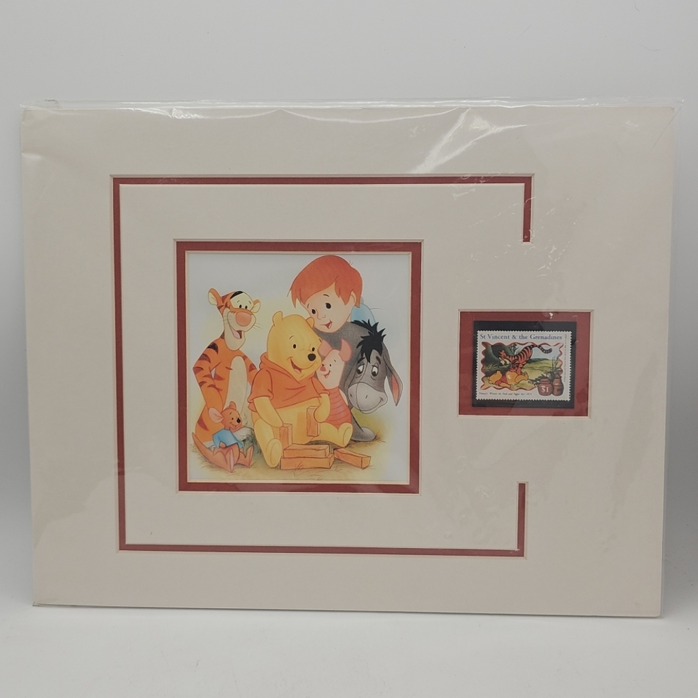 Disney's Winnie The Pooh & Friends Art Print with Commemorative 1974 Stamp